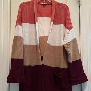 Time and Tru Multicolor Striped Cardigan